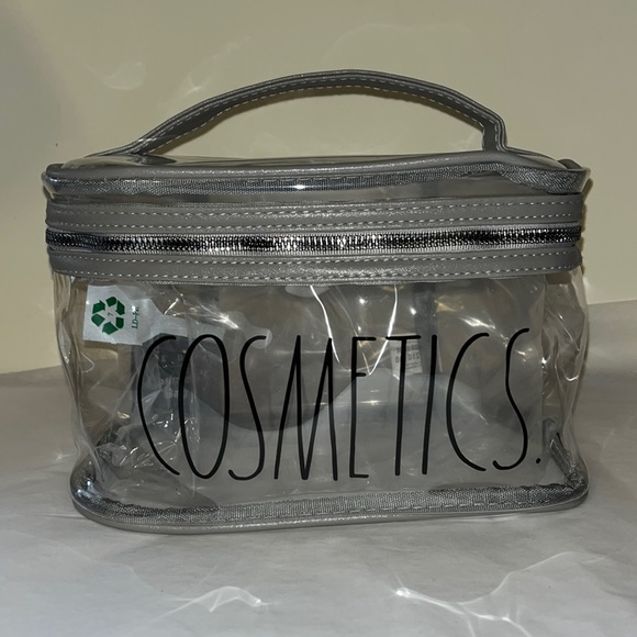 Rae Dunn Bags Rae Dunn Clear Cosmetics Case With Gray Carry Handle